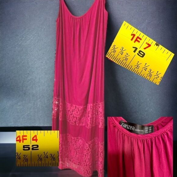 Zanzea l Maxi Lace Dress l Wine Red l 100% Rayon l BoHo Style l 12 l EUC - Picture 3 of 8